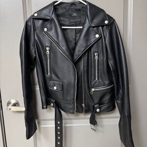 ZARA - Faux Leather Biker Jacket - Size: S